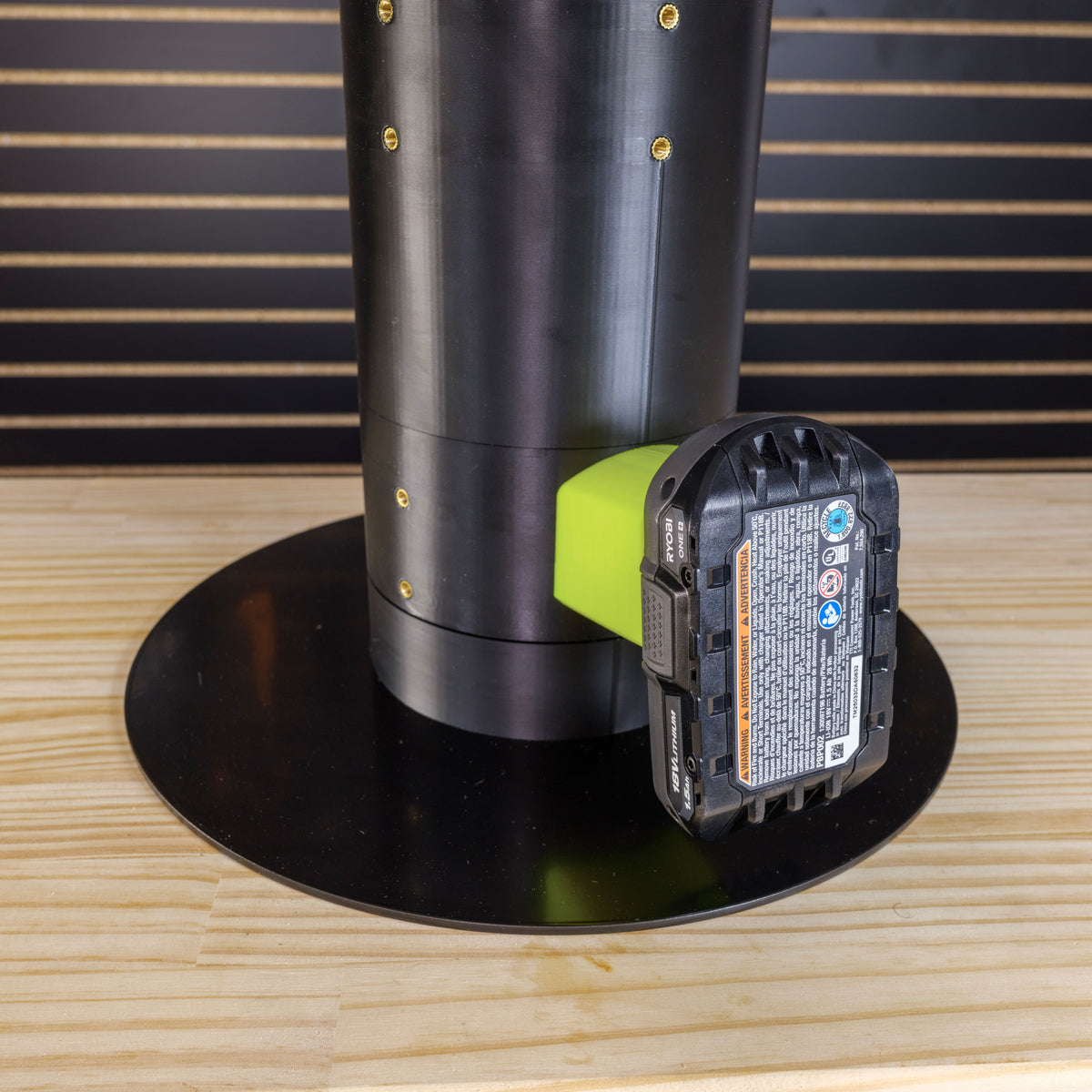 Ryobi 18V ONE+ Battery mount with battery installed